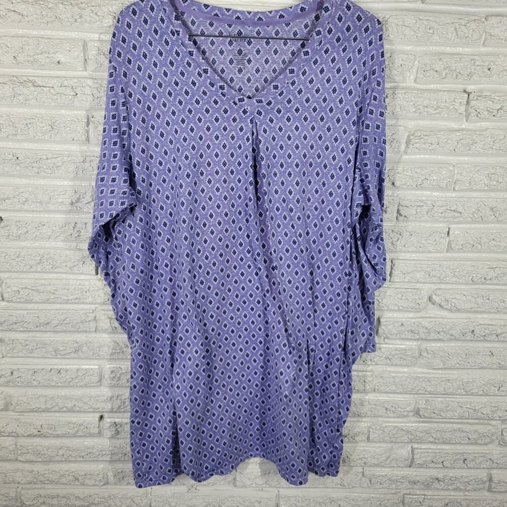 Croft & Barrow Women Pajama Top Sleep Shirt 3X Plus Blue Geometric SWE48E - Picture 5 of 11